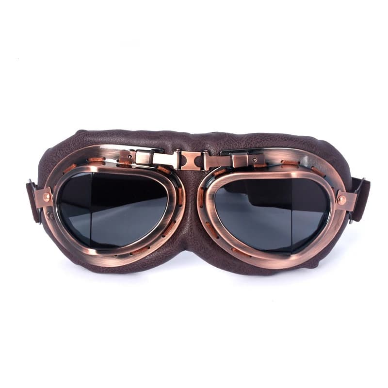 Vintage Leather Motorcycle Goggles Retro Pilot Dirt Bike Goggles for Jet Helmet — image 8