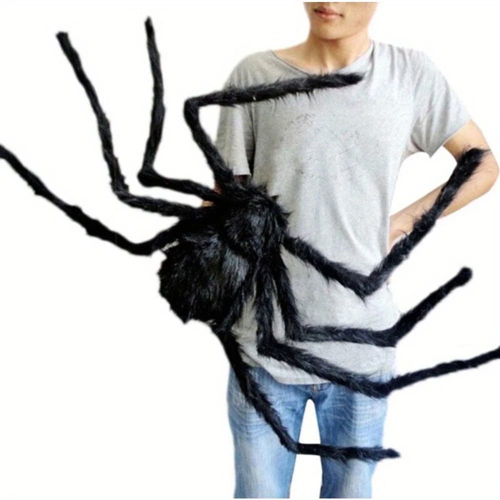 Giant Plush Black Spider 47 Inch Halloween Decoration Web Party Realistic — image 2
