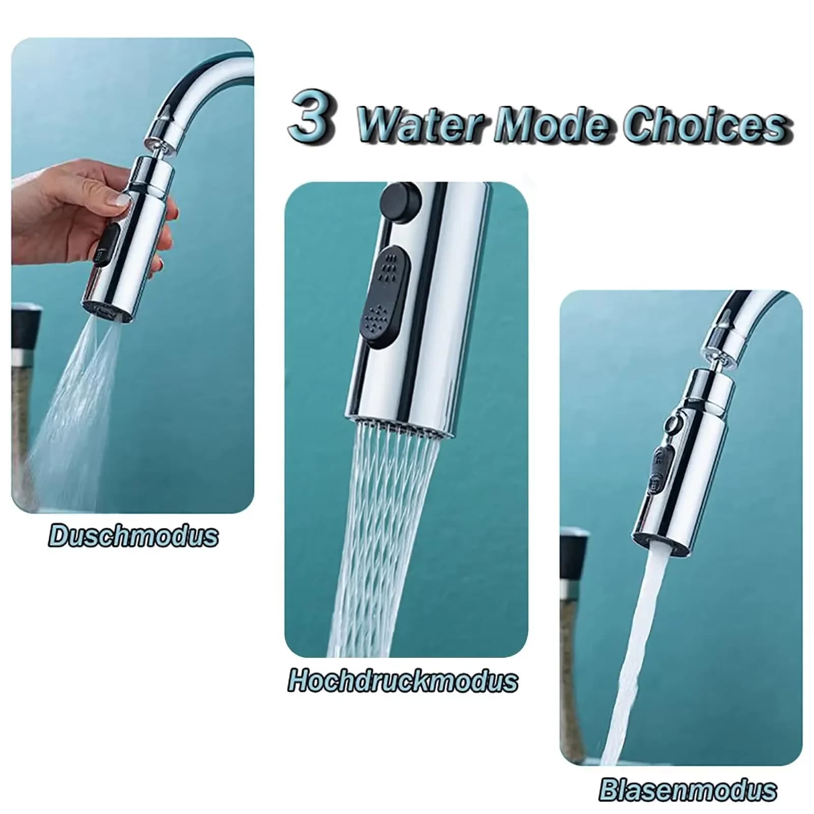 Kitchen Faucet Aerator 3 Modes Anti-Splash Tap Sprayer Booster for Kitchen Bathroom — image 4