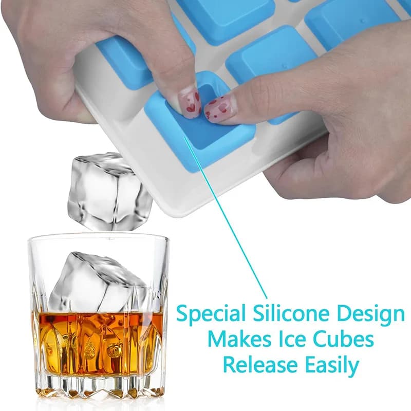 Large Silicone Ice Cube Tray with Lid Easy Release Flexible Mould for Whiskey Ice — image 5