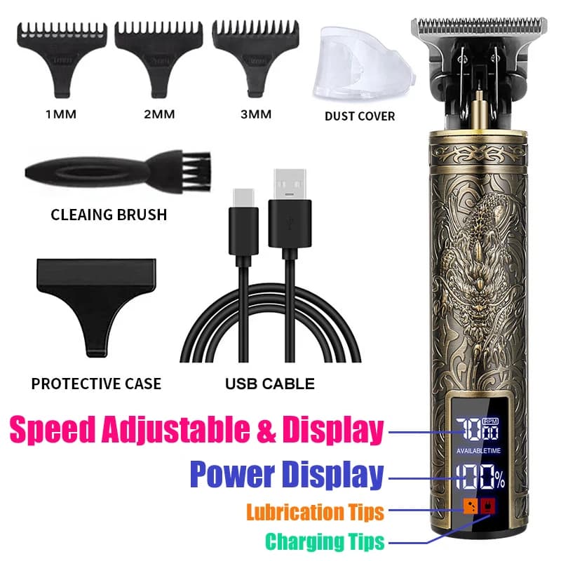 Professional Hair Clipper Barber Rechargeable Trimmer Machine Carving Metal — image 10