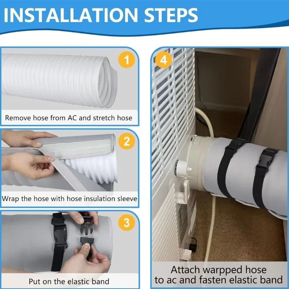 Air Conditioner Hose Cover Waterproof Insulation Heat Protection Adjustable — image 4