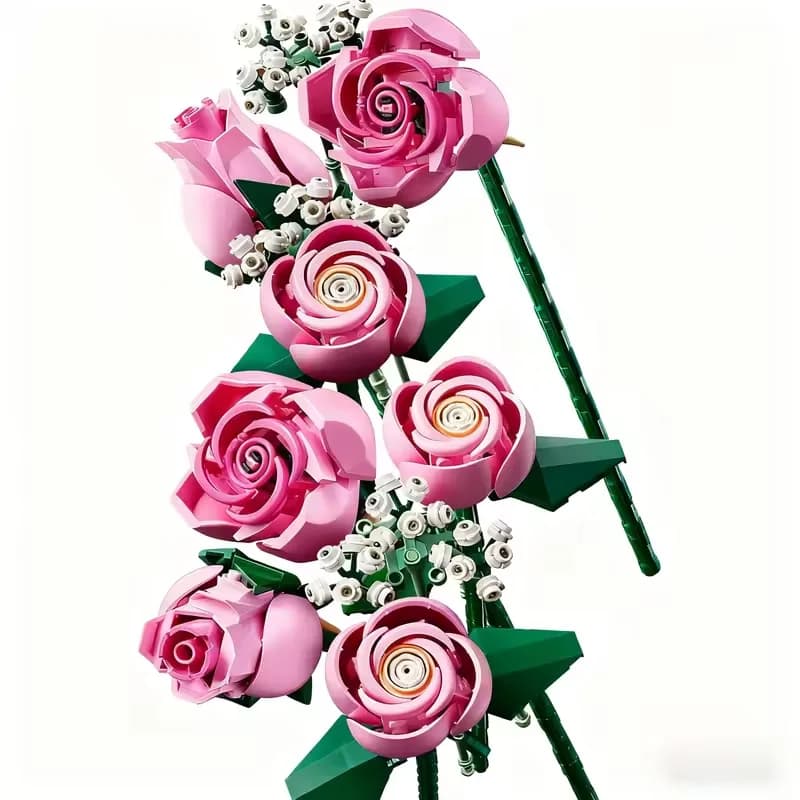 Pink Rose Bouquet Building Blocks Set 789 Pcs Flower Decor — image 4