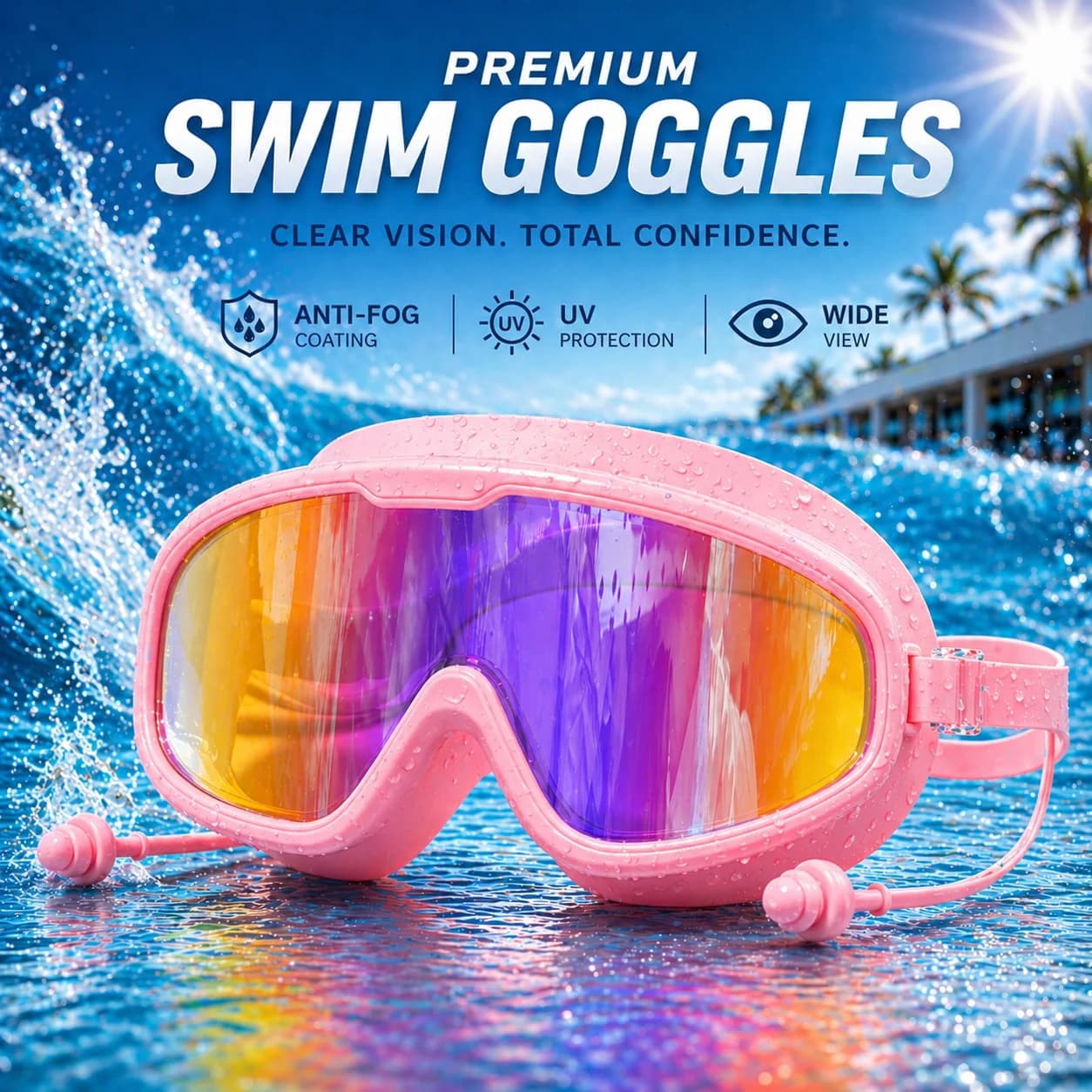 Adult Swimming Goggles Professional HD Wide View Anti-Fog UV Protection — image 7