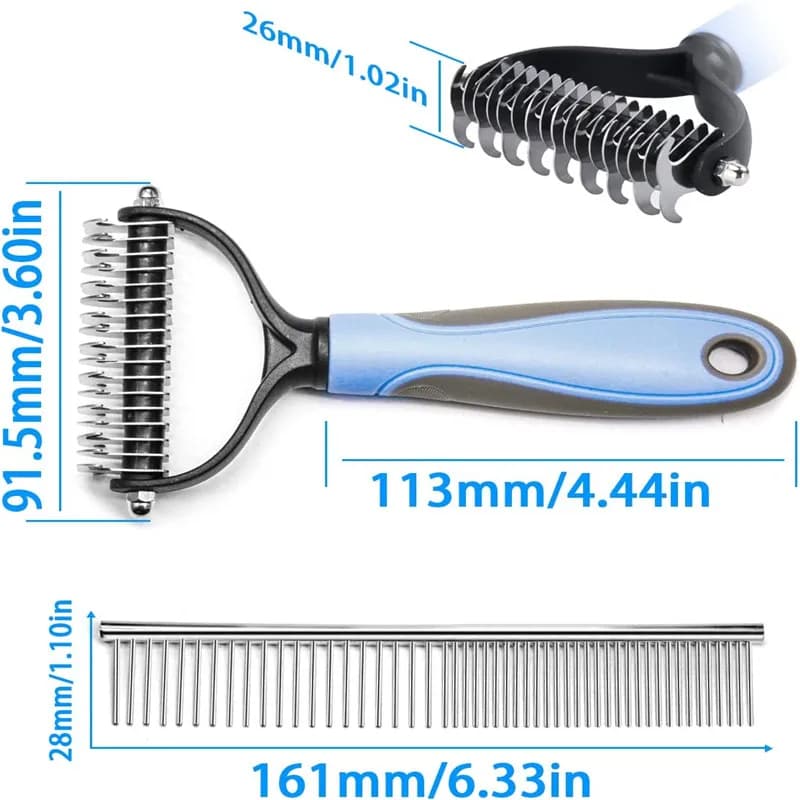 Dematting Tool 2pcs Pet Dog Grooming Brush Comb Cat Hair Remover New Pro Tools U — image 2