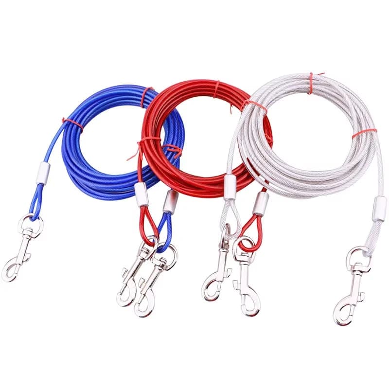 Double Dog Leash for Two Dogs Anti-Bite 3M Steel Wire Tie Out Cable Outdoor — image 3