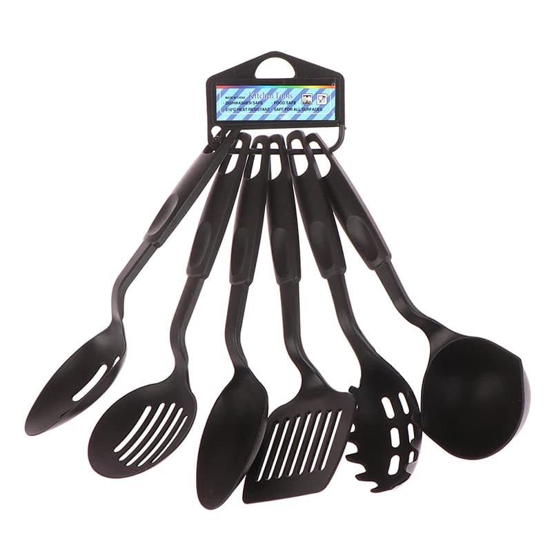 6 Pcs Nylon Multifunction Black Shovel Spoon Soup Ladle Spatula Set Non Stick — image 7