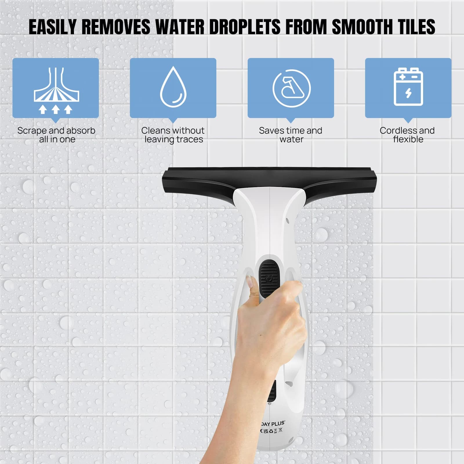 Cordless Window Vacuum Cleaner Rechargeable Glass Shower Mirror Squeegee Cleaner — image 4