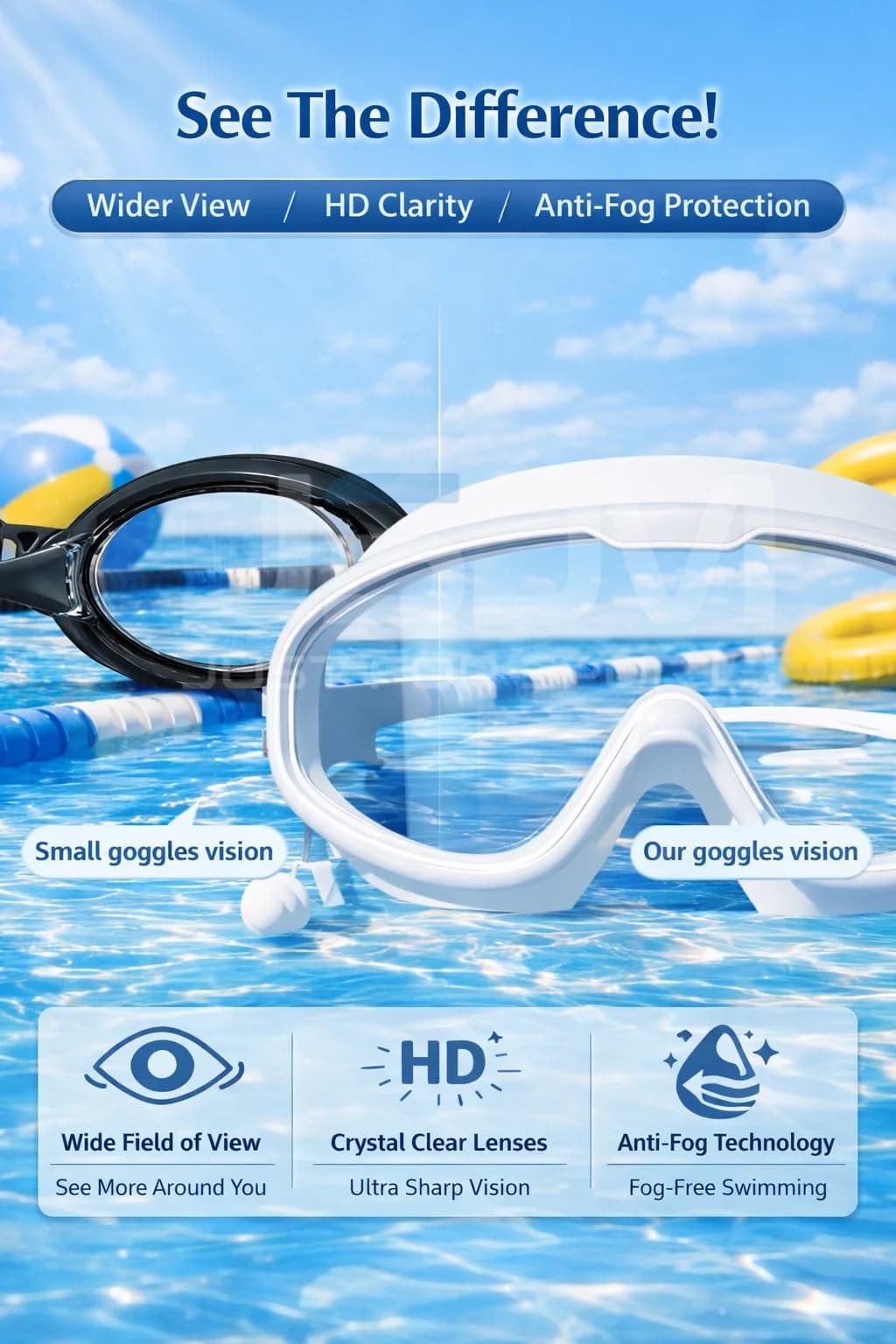 Adult Swimming Goggles Professional HD Wide View Anti-Fog UV Protection — image 6