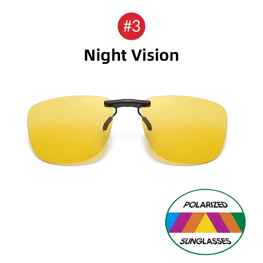 Clip On Sunglasses Polarised UV400 Anti Glare Night Vision Driving Square UK — image 10