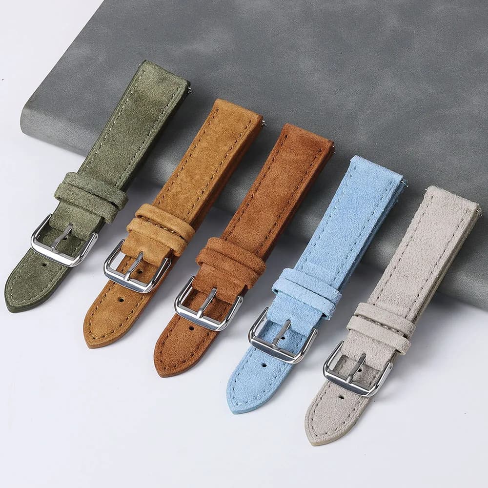 Watch Strap 18mm 19mm 20mm 22mm Suede Cowhide Handmade New Vintage Band Gray for — image 4