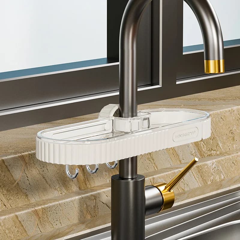 Bathroom Faucet Storage Rack Shower Shampoo Soap Holder Kitchen Sink Sponge — image 8
