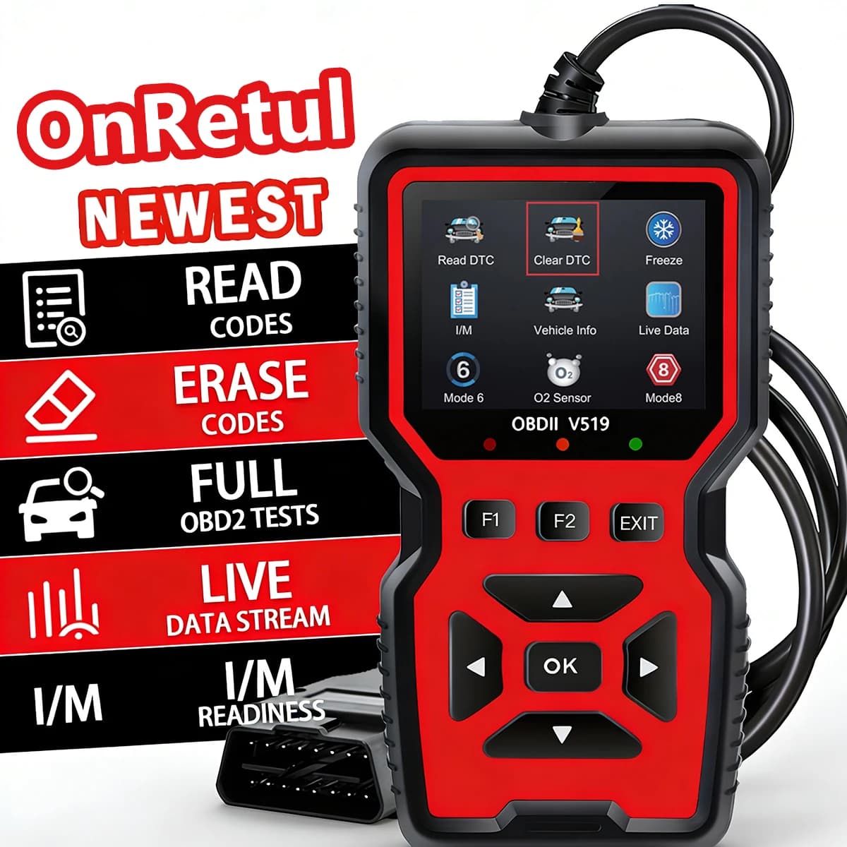 OBD2 Scanner Diagnostic Tool Car Code Reader Battery Voltage Tester V519 UK — image 9