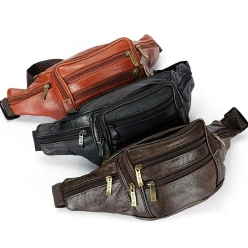 Waist Pack PU Leather Bag Belt Fanny Pack Male Travel Phone Bag New Large for UK — image 5