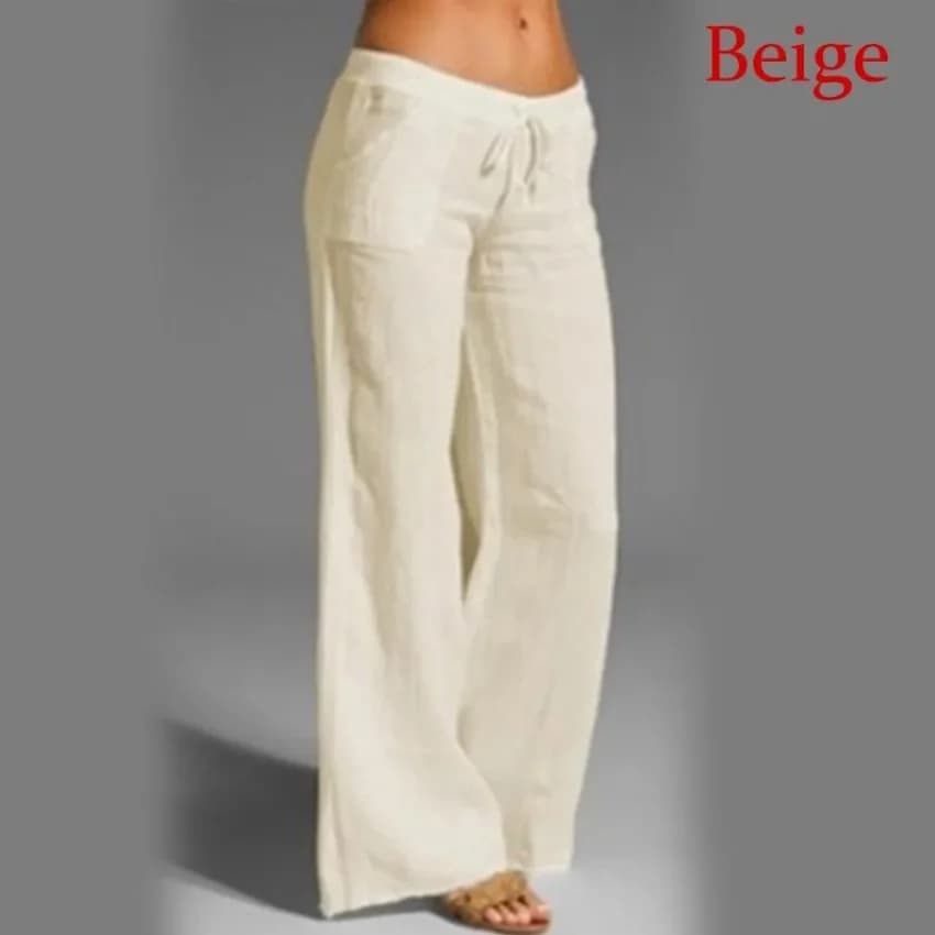 Women's High-Waisted Bell Bottom Pants Cotton Linen Casual Comfort Fit New Best — image 4