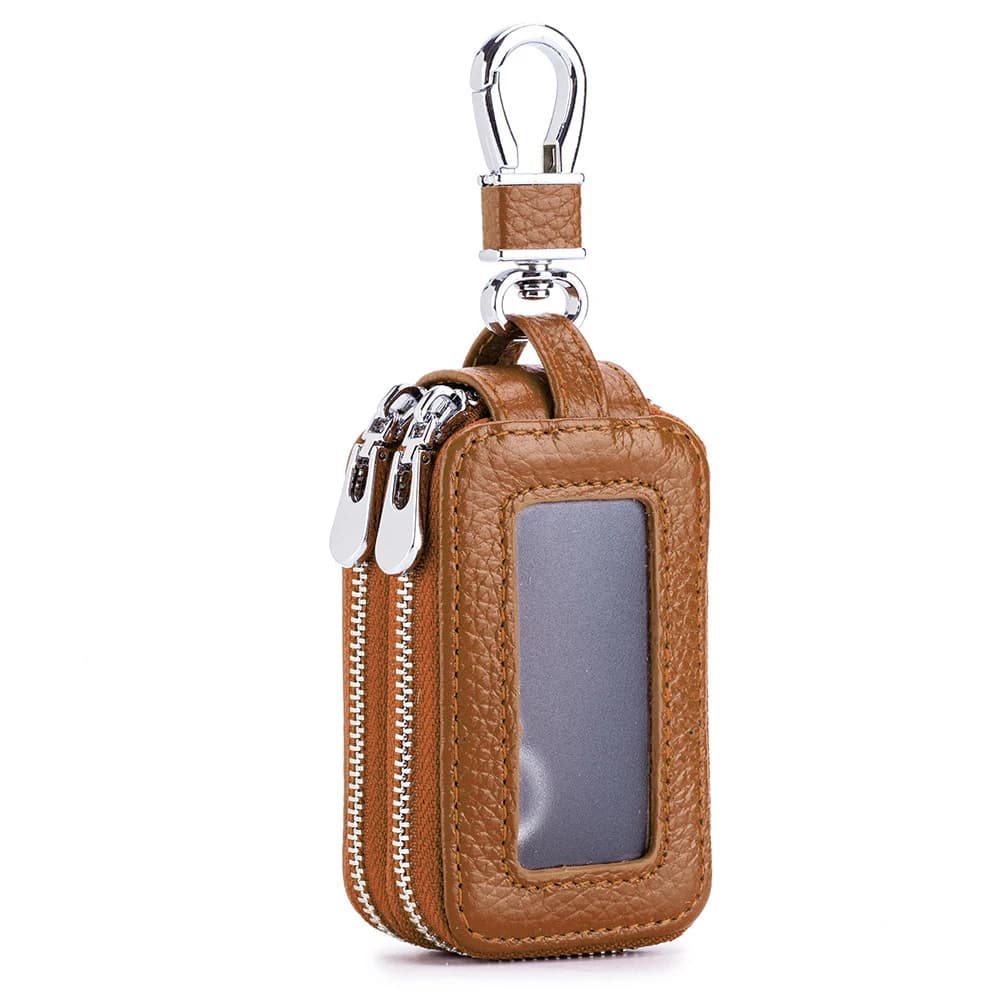 Genuine Leather Car Key Wallet Zipper Key Organiser Case Unisex — image 9