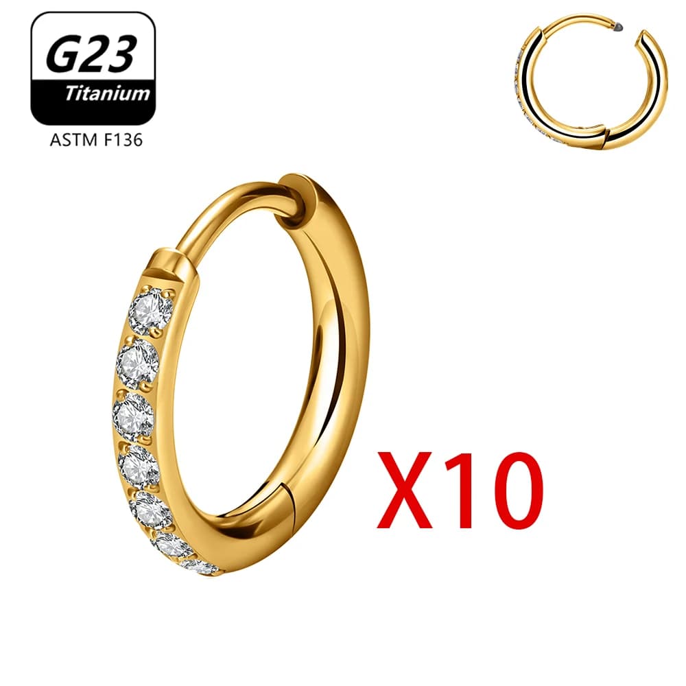10 Pcs G23 Titanium Hoop Earrings Nose Ring ASTM F136 Body Jewellery — image 10