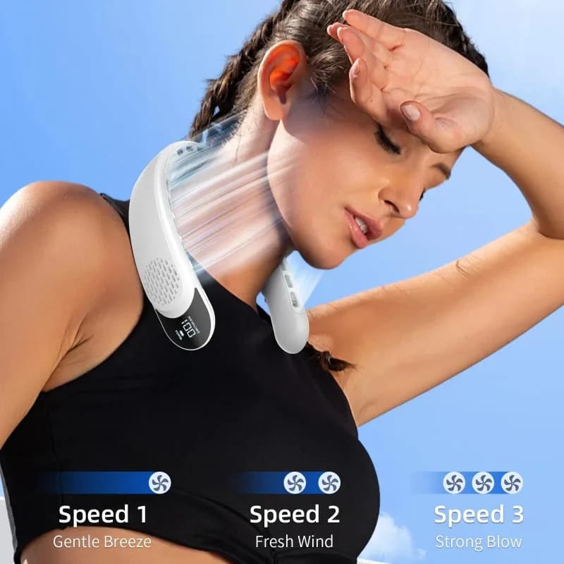 Portable Neck Fan USB Rechargeable 4000mAh 3 Speed Bladeless Outdoor 360° — image 5