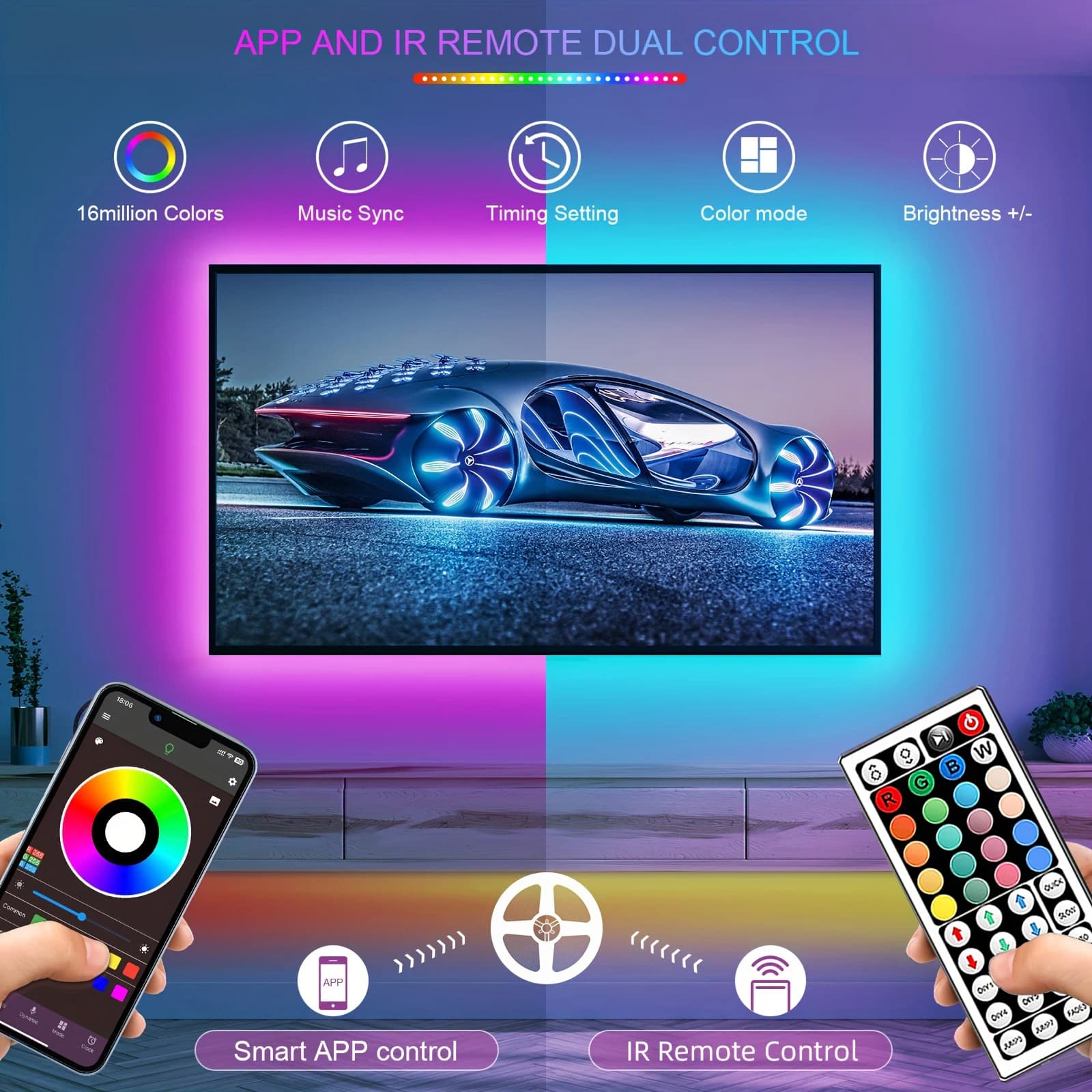 RGB LED Strip Lights 5m 10m 20m 30m APP Control Flexible Room Lighting — image 4