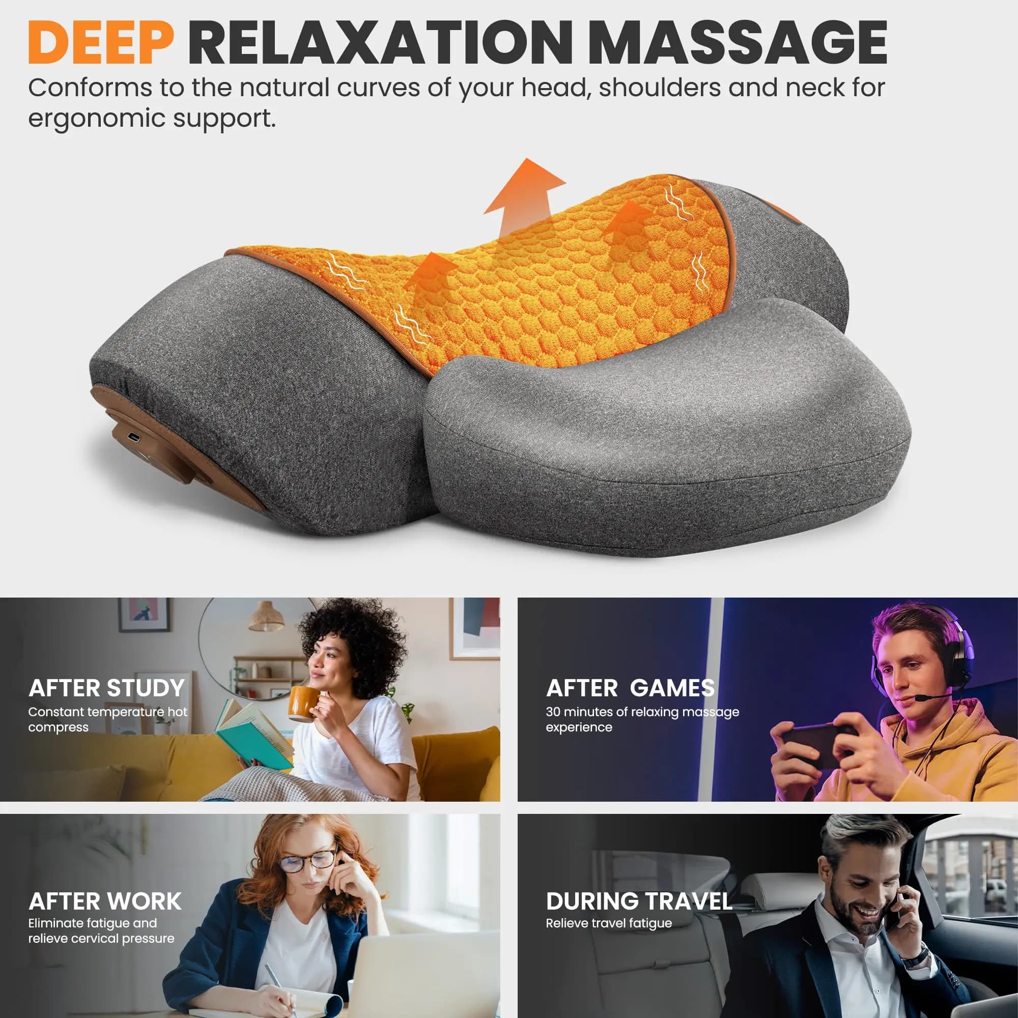 Electric Neck Massager Cervical Pillow Hot Compress Heating Vibration New Back U — image 5