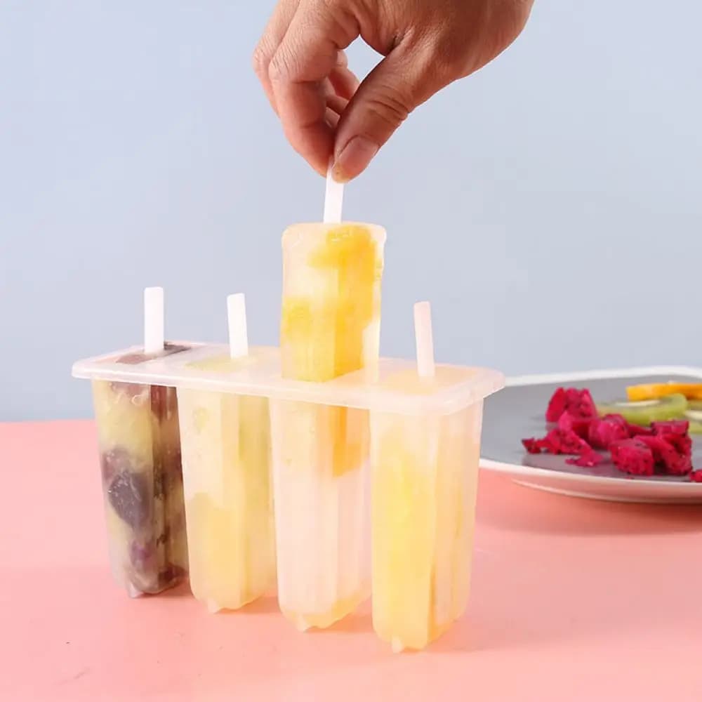 4-Link Popsicle Mould with Lid Homemade Ice Cream Frozen Moulds Mung Bean — image 2