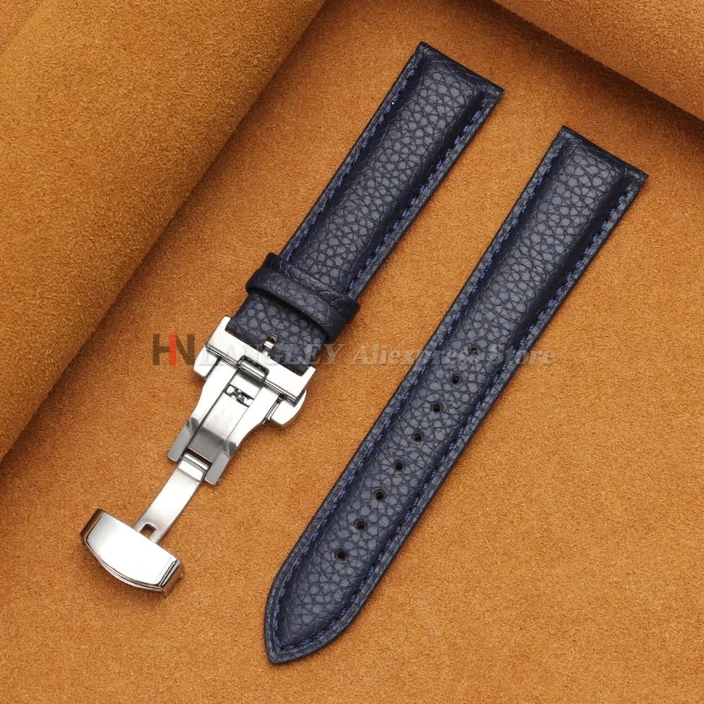 Calfskin Watch Band Leather Strap Butterfly Buckle 12-24mm New Litchi Grain New — image 12
