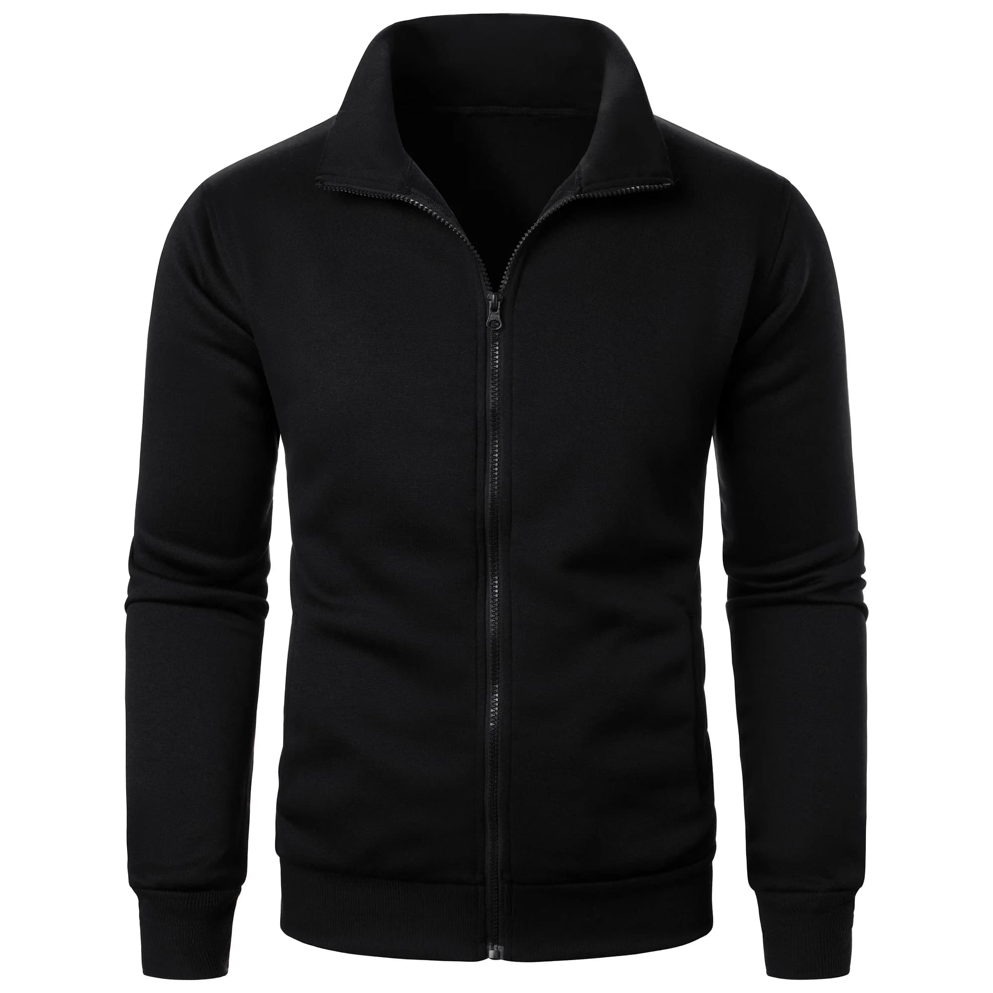Men's Casual Sports Jacket Zip Stand Collar Solid Colour Lightweight Top — image 11