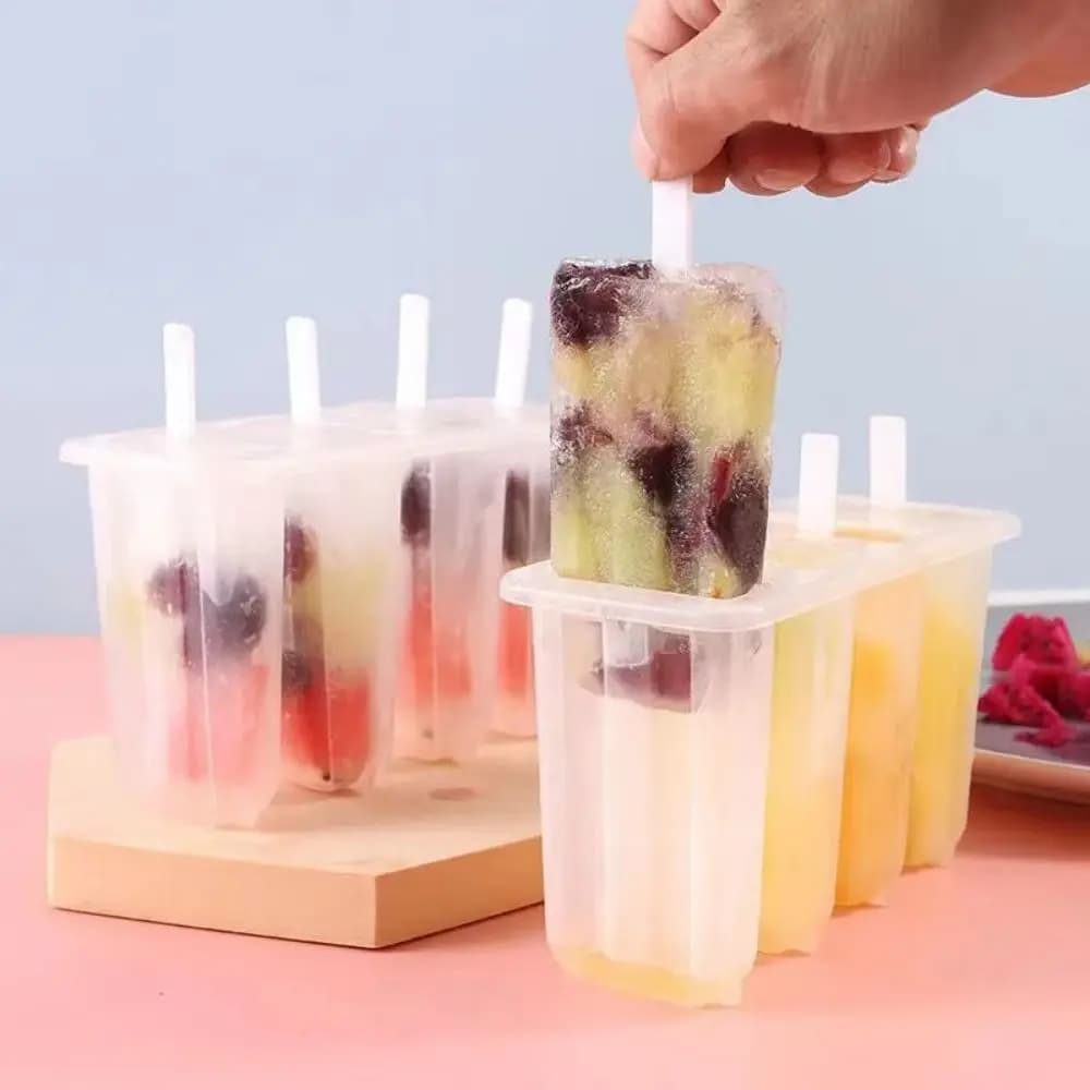 4-Link Popsicle Mould with Lid Homemade Ice Cream Frozen Moulds Mung Bean — image 5