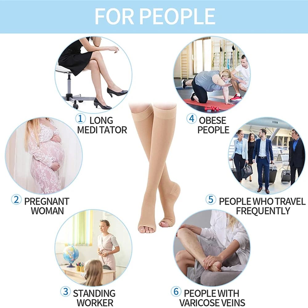 Compression Socks Medical Varicose Veins Prevention Toeless Support Hose New XXL — image 4