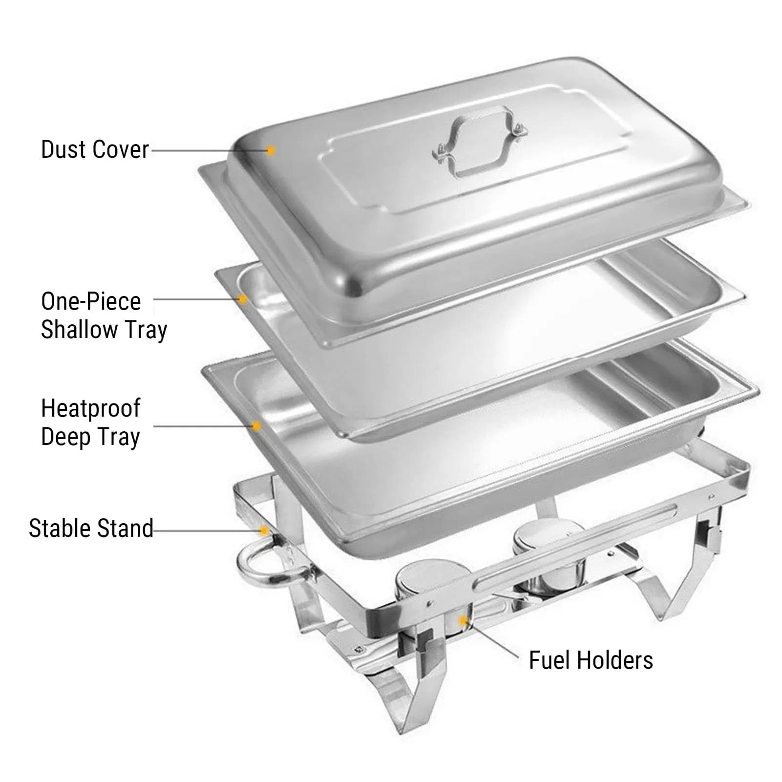 Stainless Steel Catering Chafer 3 Compartment Buffet Food Warmer New Rectangle U — image 5