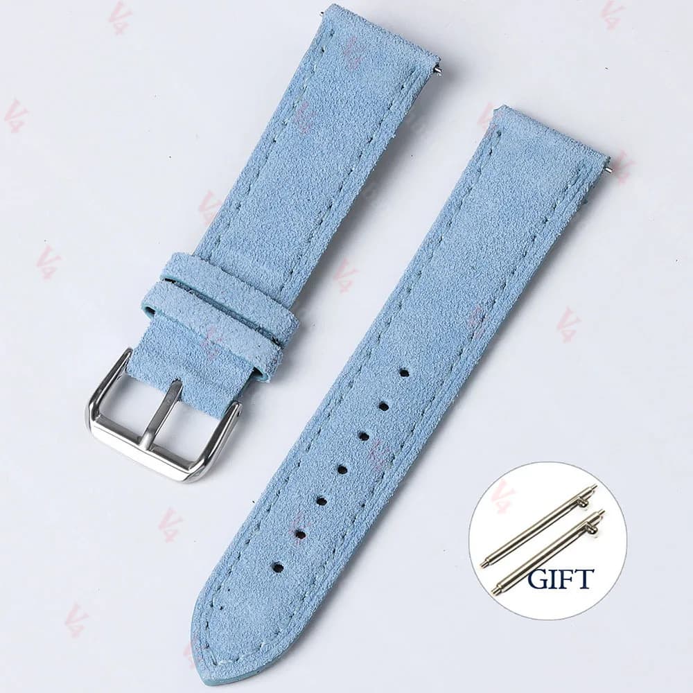 Watch Strap 18mm 19mm 20mm 22mm Suede Cowhide Handmade New Vintage Band Gray for — image 17