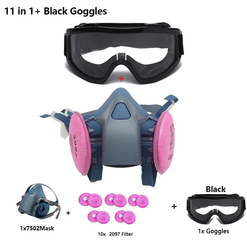 Gas Mask Respirator 7502 Silicone Filter Goggles Set Dust Paint New With 2097 UK — image 11