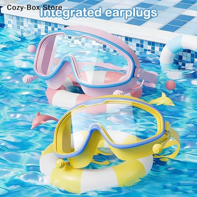 Swimming Goggles Big Frame HD View Anti-Fog Waterproof 1 Pc Multi Colour — image 4