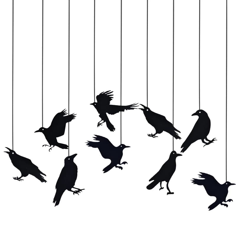 Halloween Black Crow Hanging Banner Garland Birdcage Paper Pendant Ornament — image 7