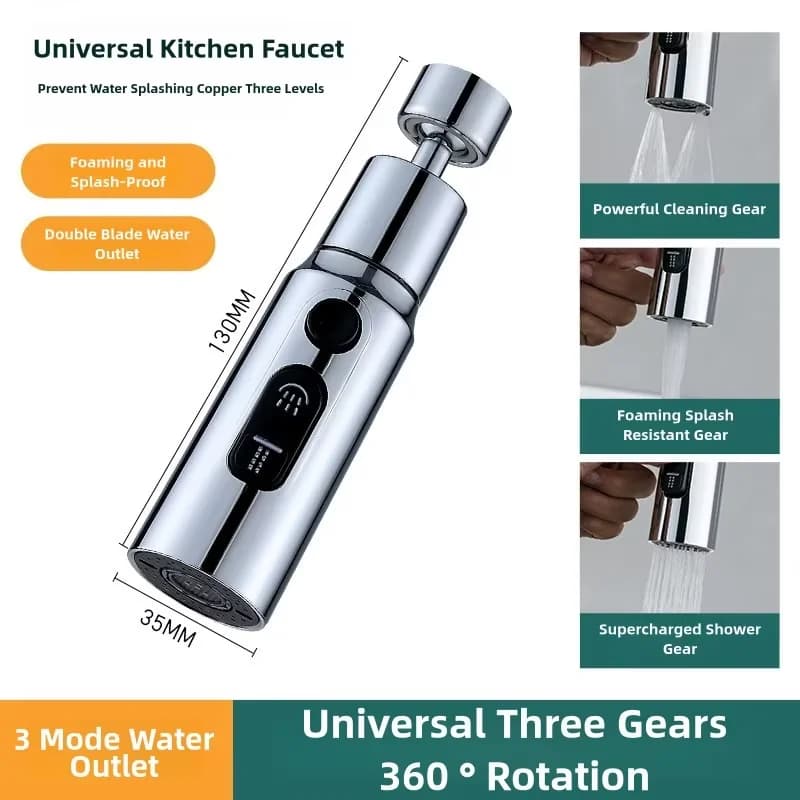 Kitchen Faucet Aerator 3 Modes Anti-Splash Tap Sprayer Booster for Kitchen Bathroom — image 3