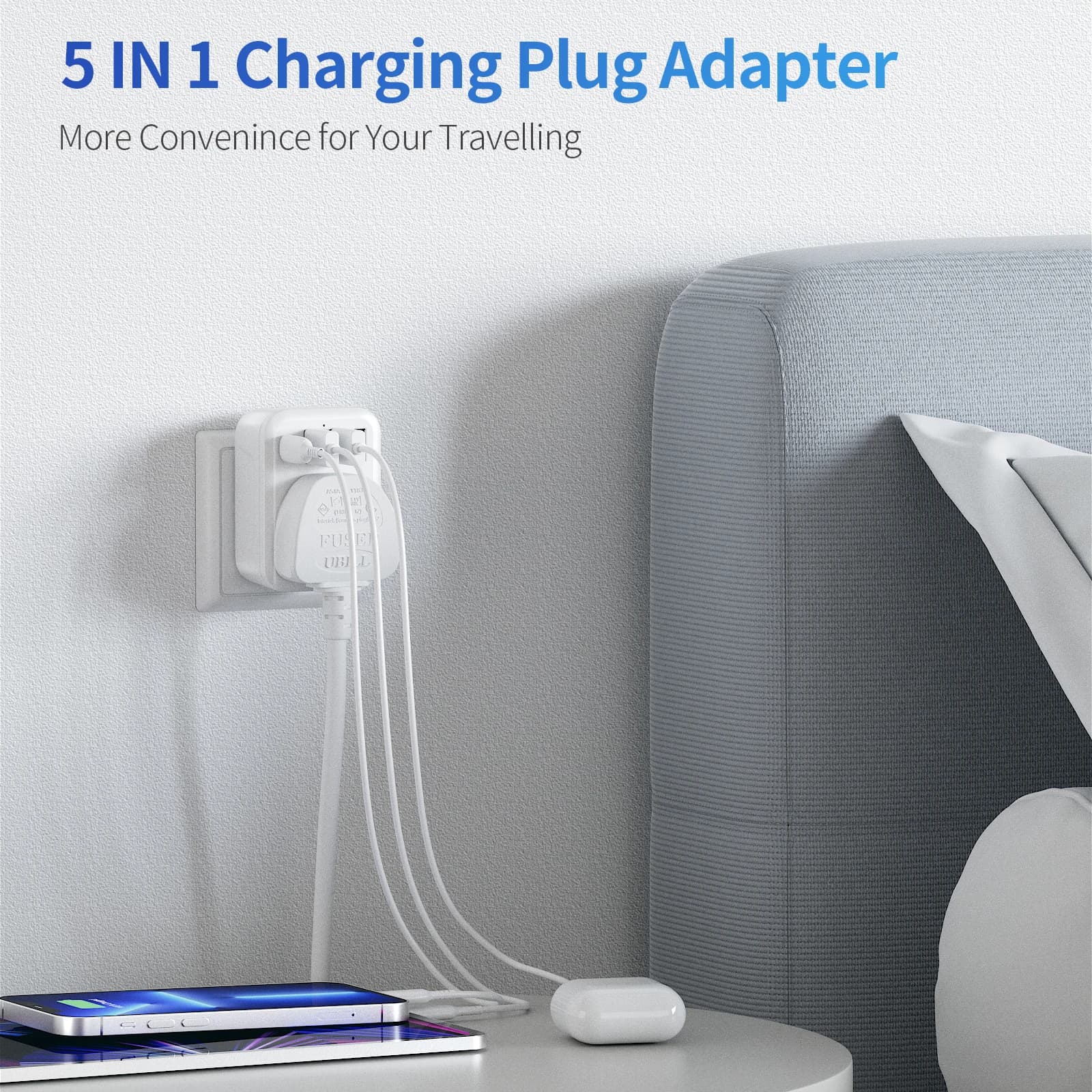 Travel Plug Adapter UK To US Multi Socket 4 USB Switched Extension New Mscien UK — image 5