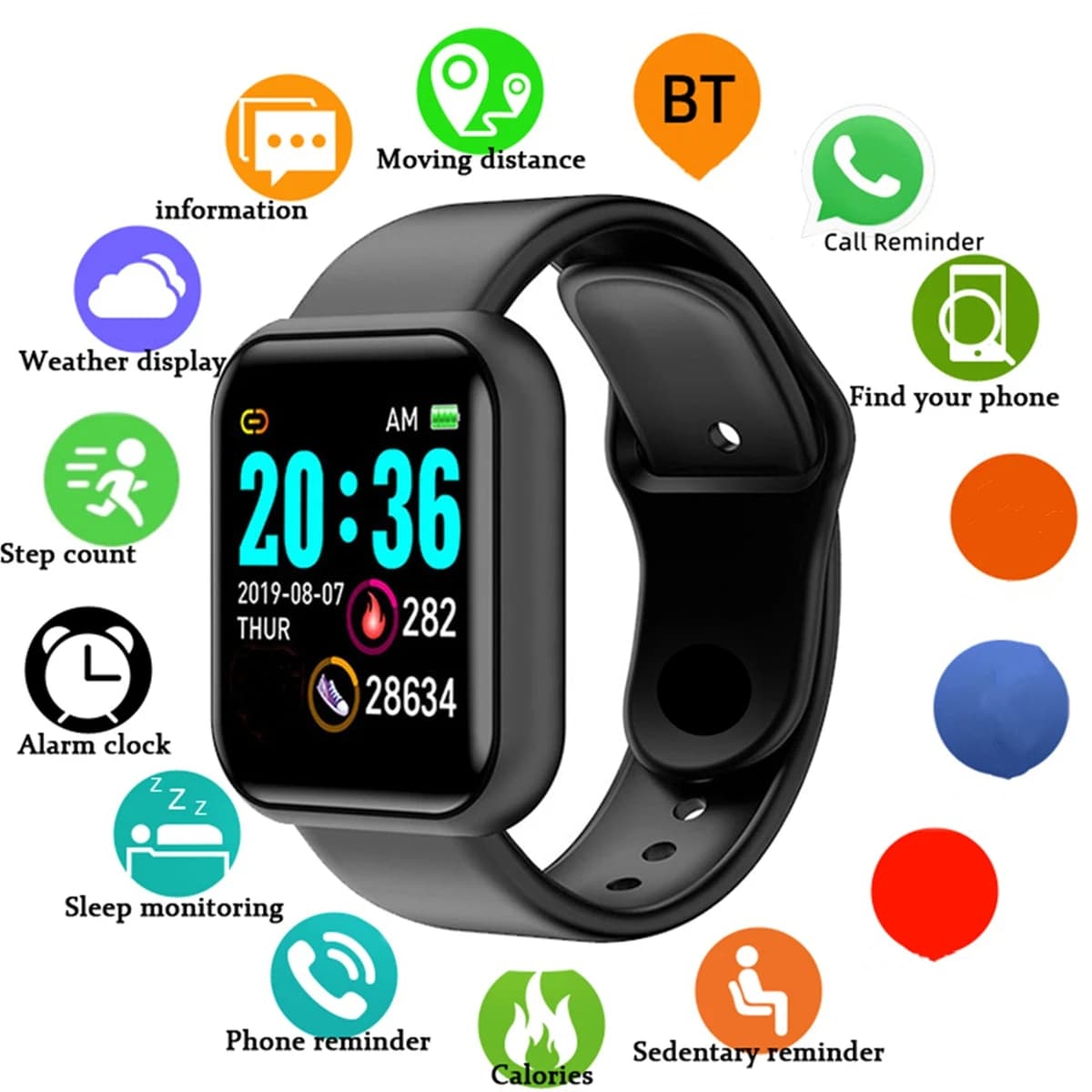 Smartwatch for Men Women Fitness Monitor Message Bracelet Android iOS — image 10