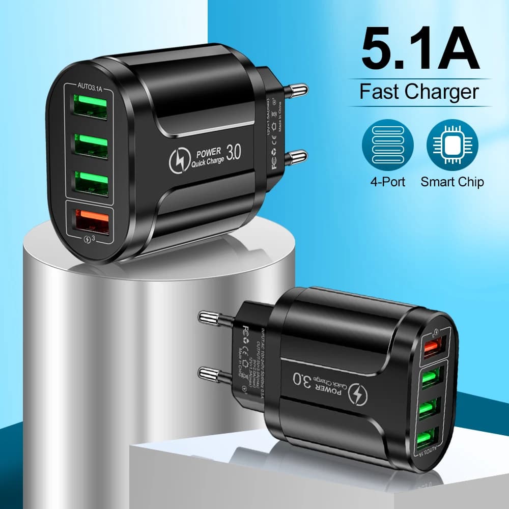 4 Port USB Fast Charger Quick Charge 3.0 48W Wall Adapter for Mobile Phones — image 2