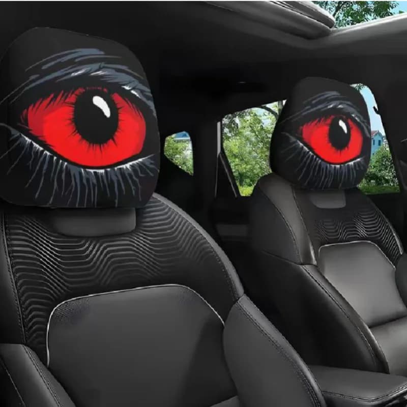 Car Headrest Covers Halloween Horror Face Print Universal Elastic 2 Pcs UK — image 2
