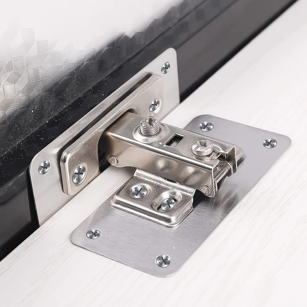 Stainless Steel Hinge Fixing Plate Kit Cabinet Door Repair New 2Pcs Bracket With — image 3