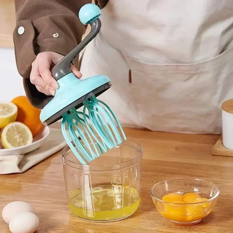 Silicone Egg Beater Manual Mixer Self-Rotating Kitchen Cooking Tool — image 4