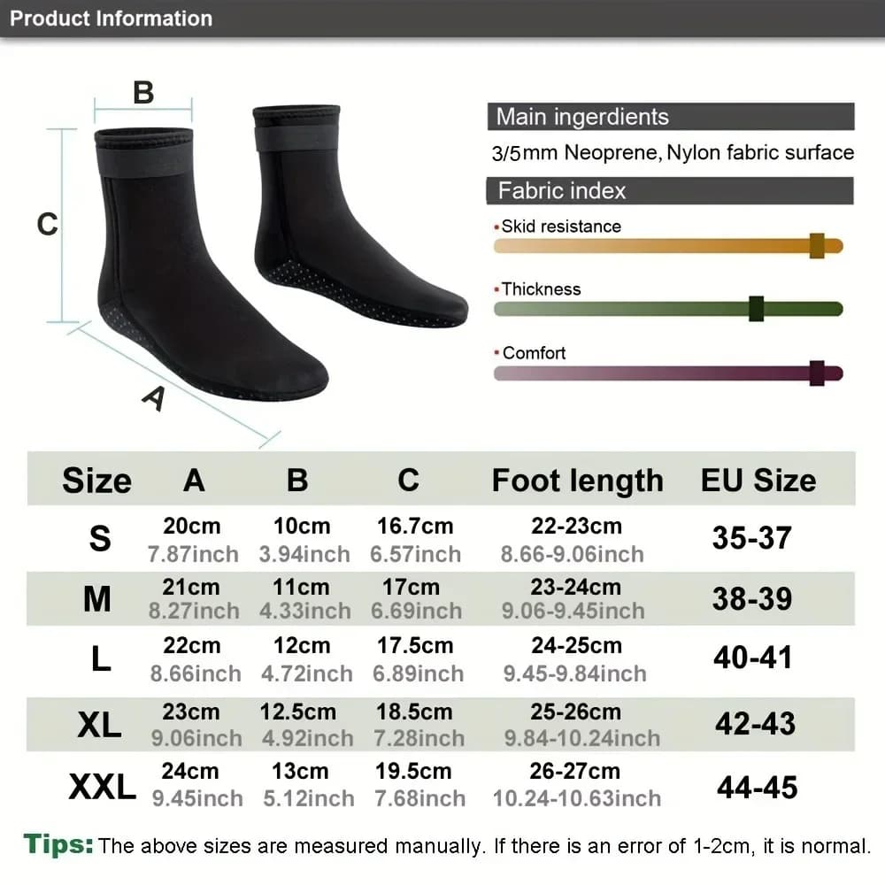 3mm Neoprene Socks Wetsuit Shoes Non Slip Surf Swim Fins Socks New Warm Beach UK — image 4