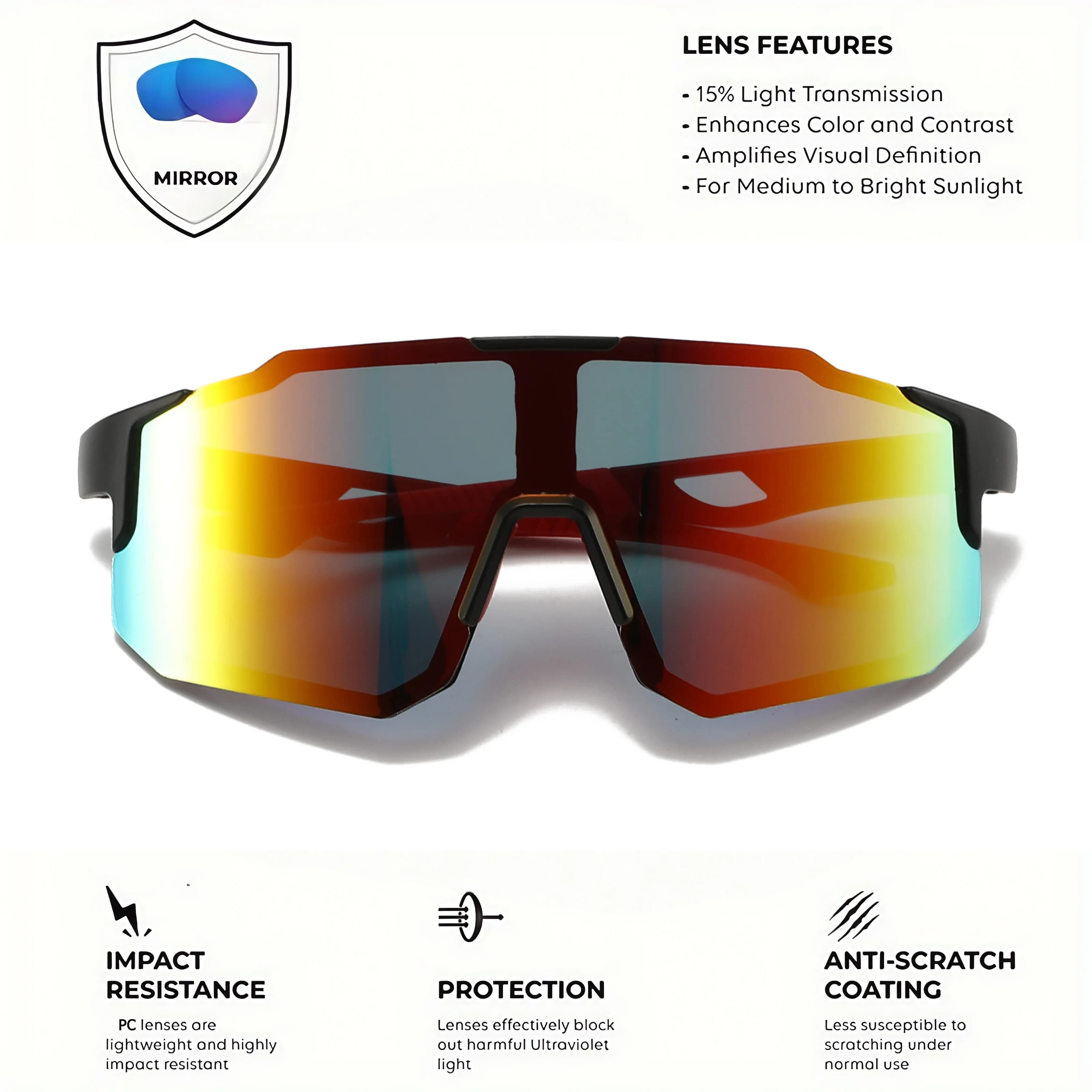 Sports Sunglasses Oversized Wraparound UV400 Cycling Hiking Outdoor New Colorful — image 4