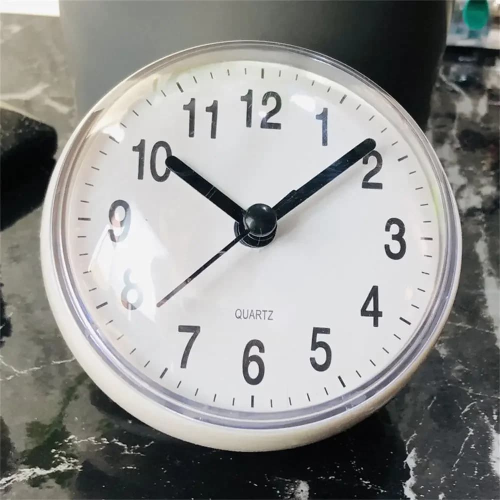 Mini Waterproof Anti-Fog Bathroom Wall Clock with Suction Cup 7cm Round Shower Clock — image 2
