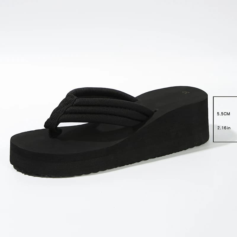 Women's Wedge Flip Flops Platform Clip Toe Beach Slides Black New Lightweight UK — image 6