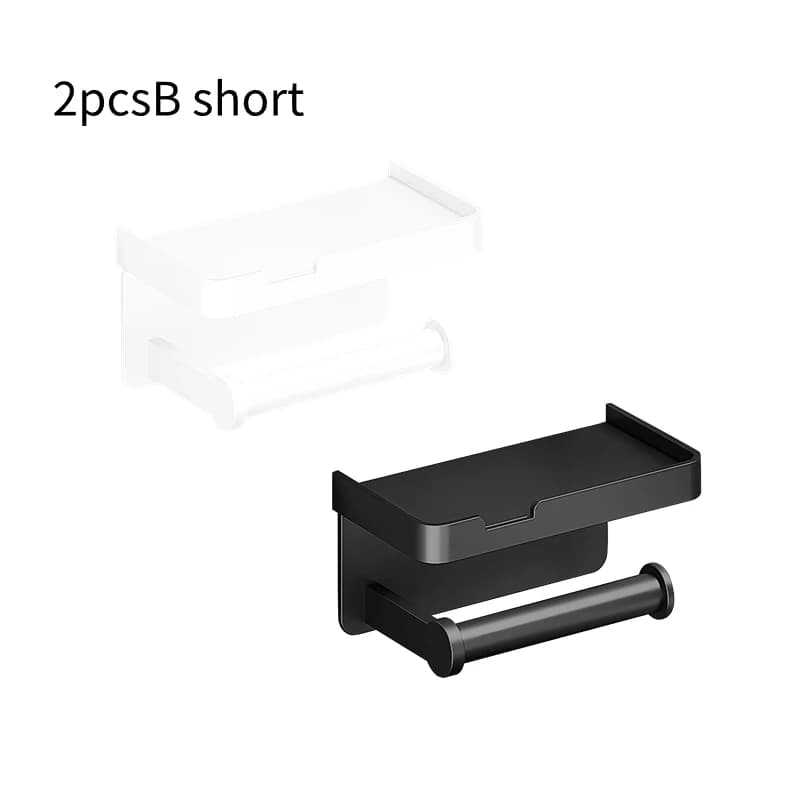 Wall Mounted Toilet Paper Holder Aluminium Alloy Bathroom Roll Shelf with Phone Shelf — image 9