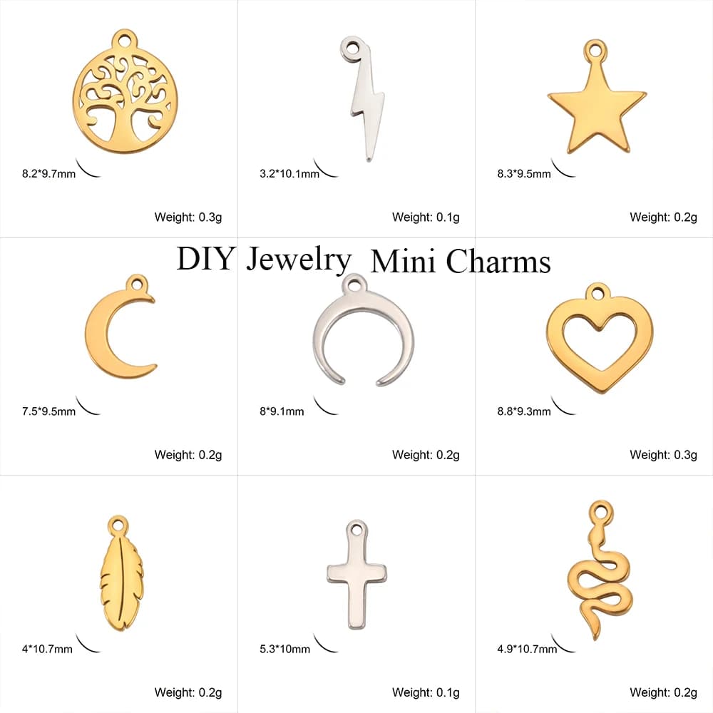 5 Pcs Stainless Steel Tree of Life Charms DIY Jewellery Making Moon Cross Pendants — image 6