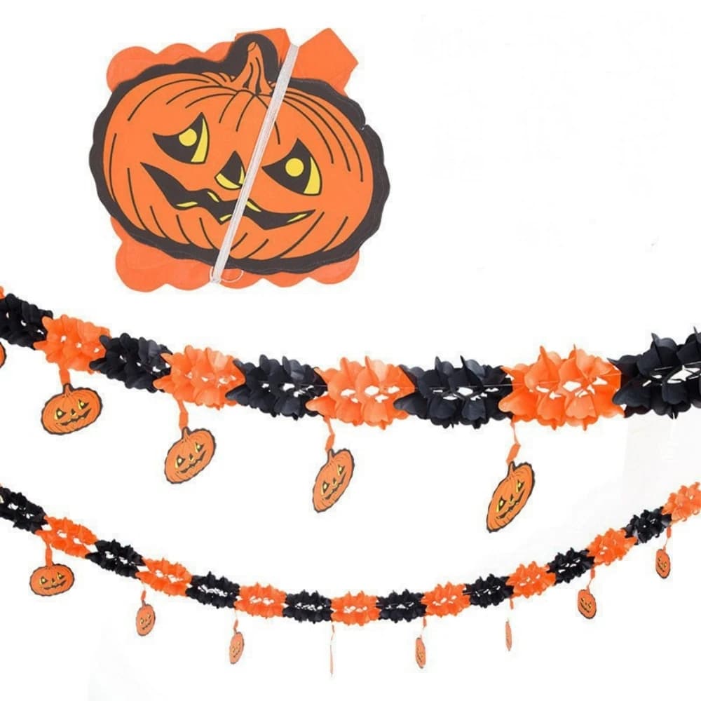 Halloween Paper Banner Spider Pumpkin Ghost Bat Paper Chain Garland Decoration — image 8