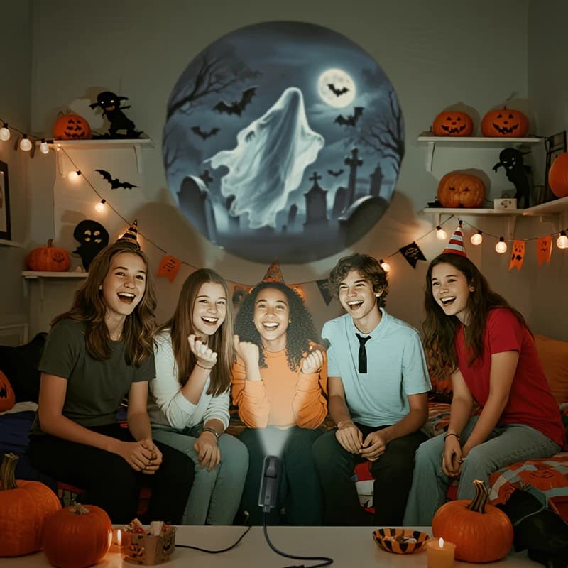 Halloween USB Projection Lamp 6 Pcs LED Light Ghost Witch Skeleton Patterns — image 2