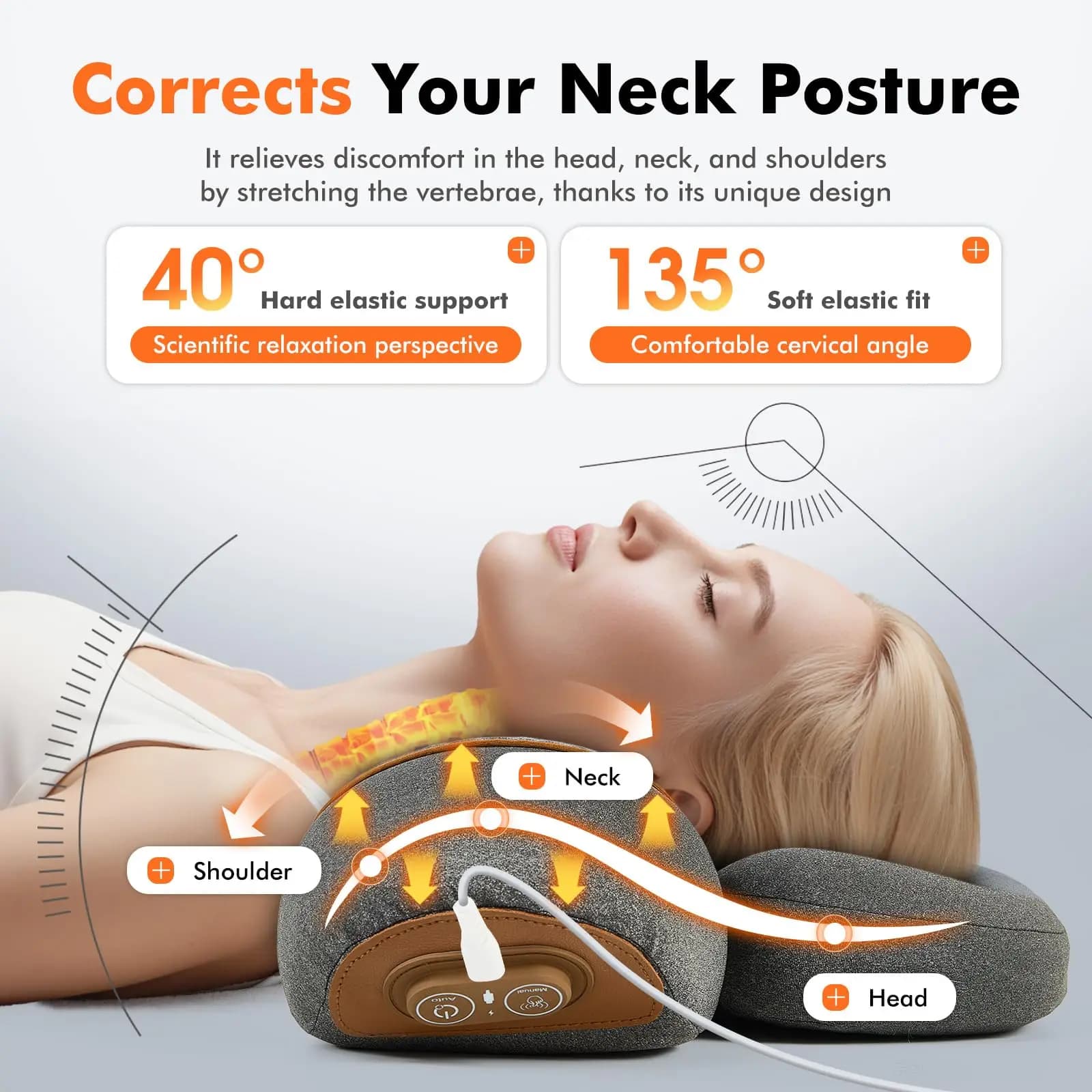Neck Massager Pillow Shoulder Deep Tissue Heating Traction — image 3